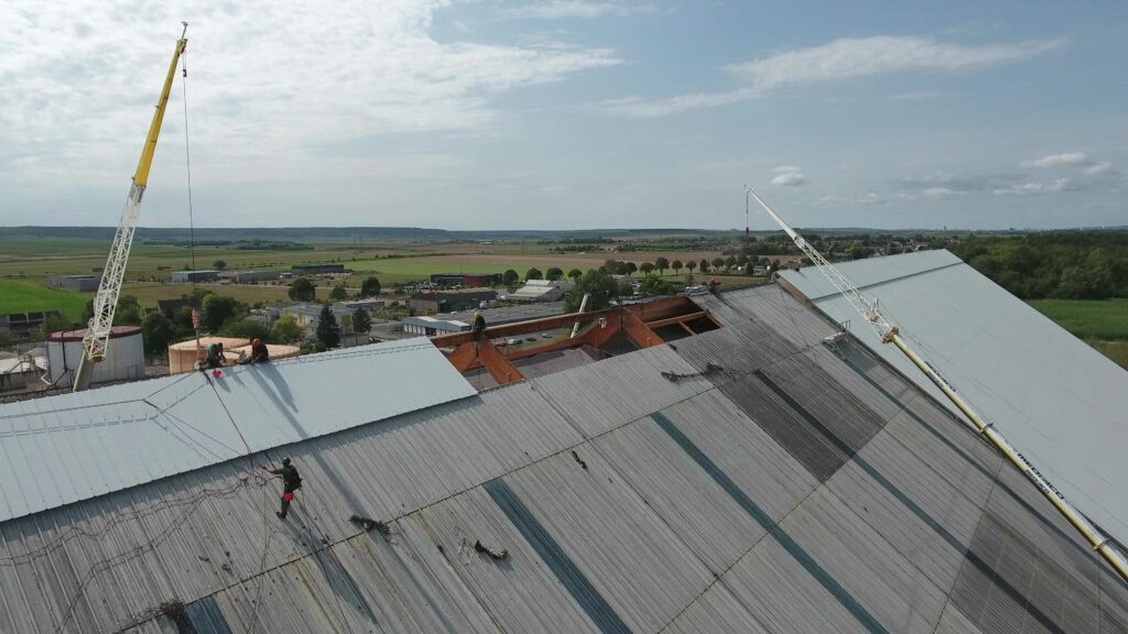 Rétrofit de la couverture du silo Cristal Union en cours de chantier